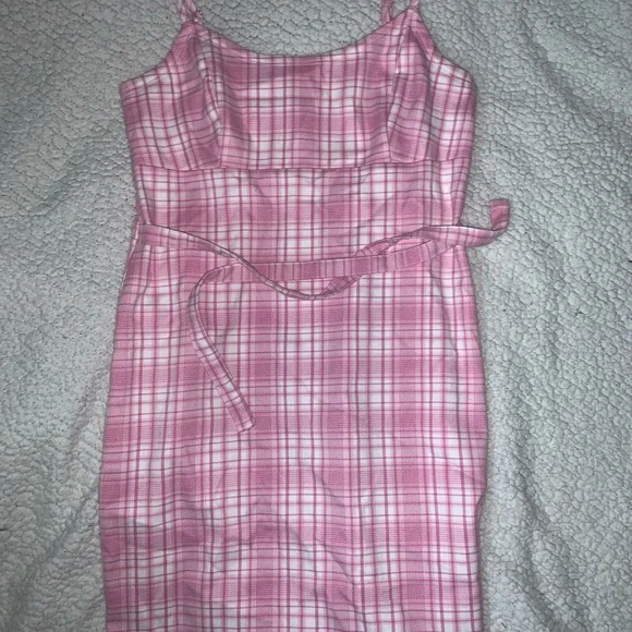 Brandy Melville Pink and White Plaid Dress